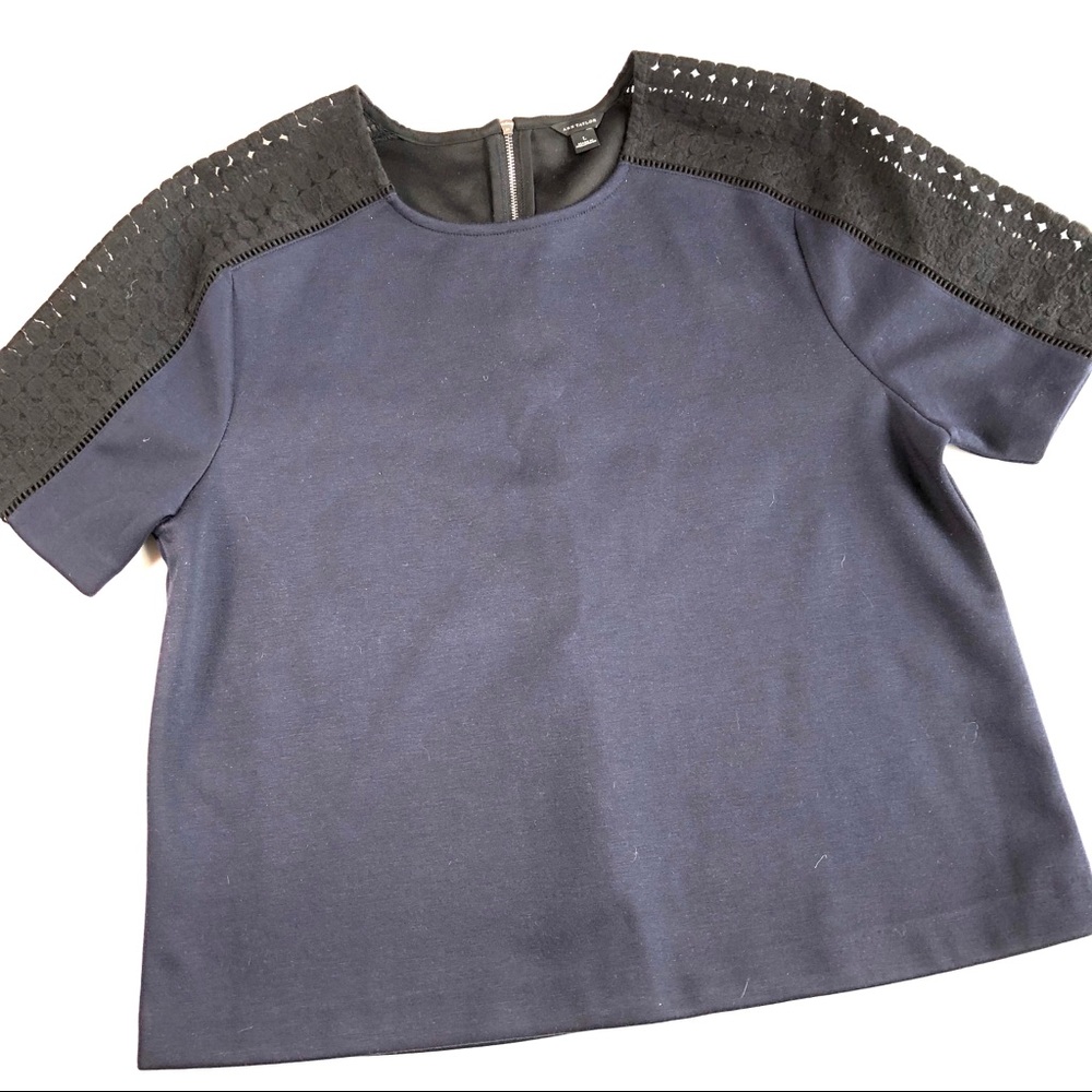 Ann Taylor Short Lace Sleeve Top